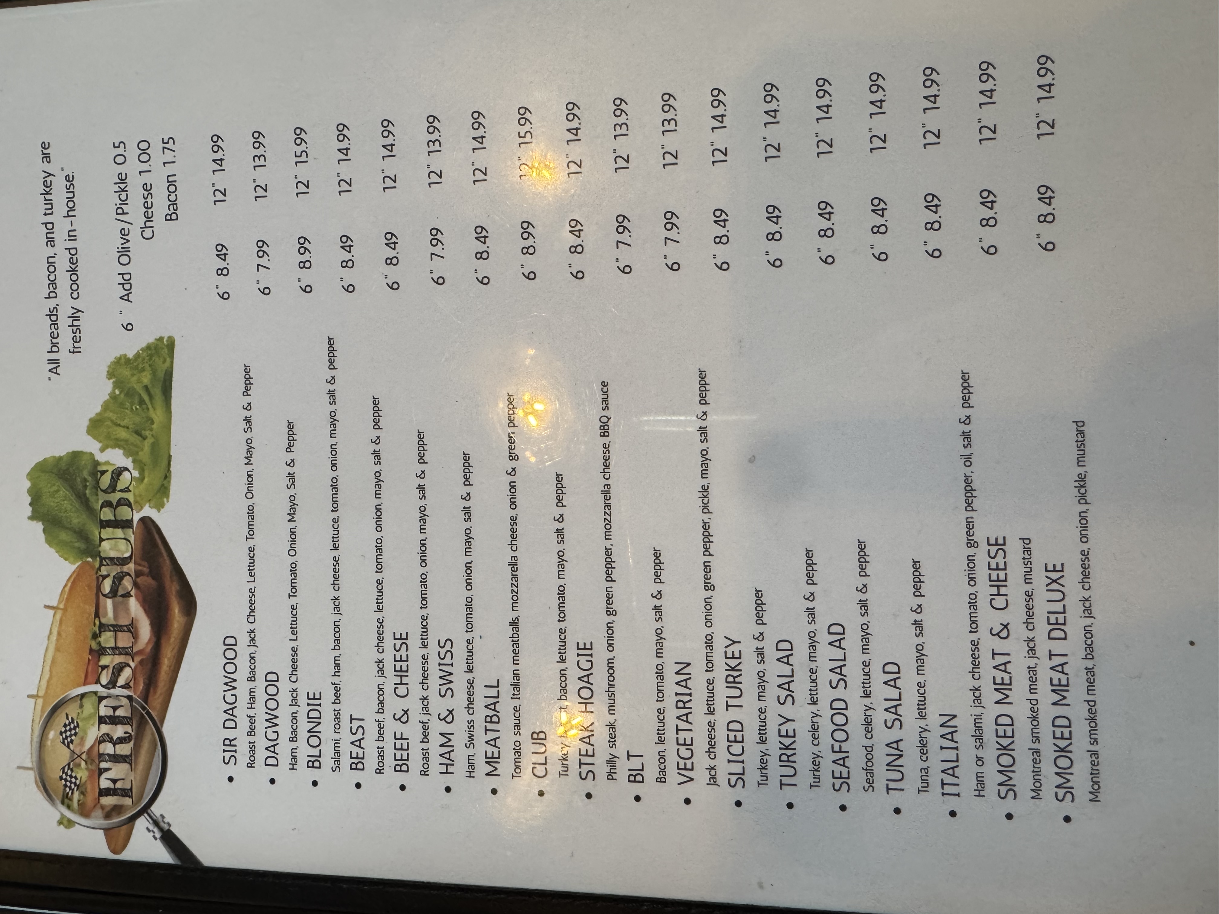 Seniors Menu